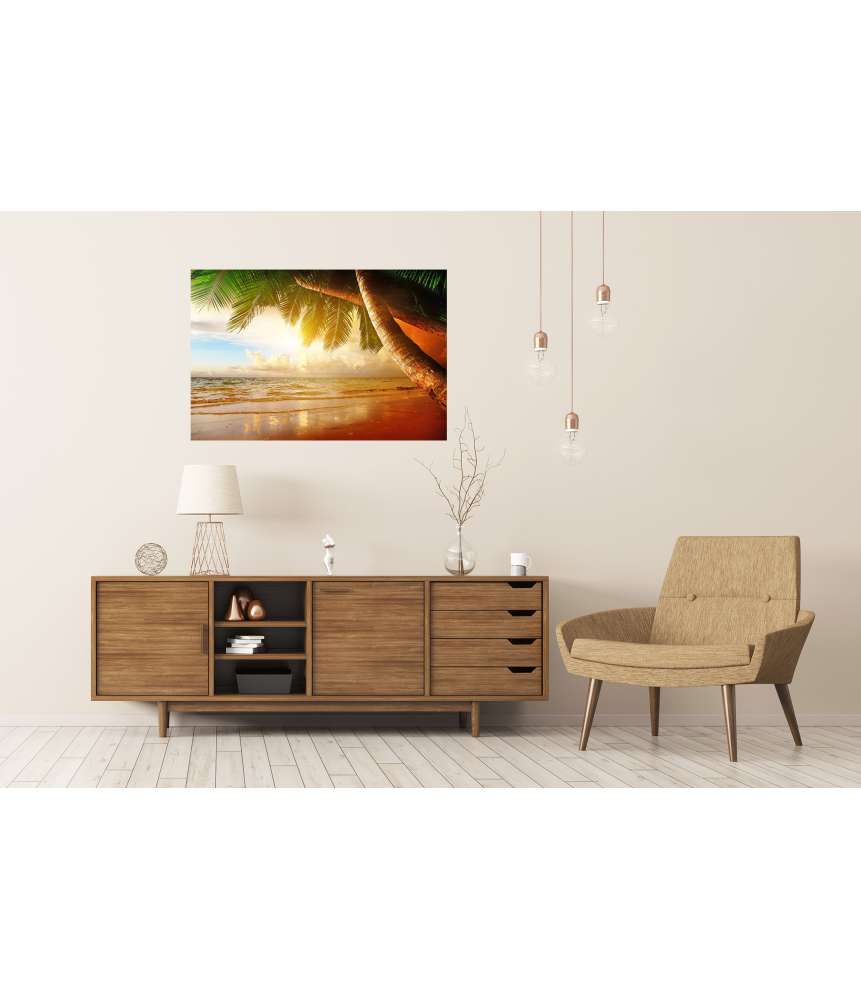 Islandburner Premium Poster Karibischer Sonnenaufgang am Strand Bestseller