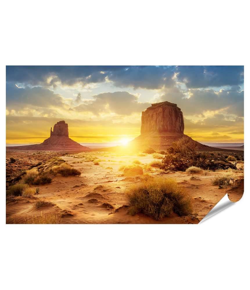 Islandburner Premium Poster Sonnenuntergang im Monument Valley mit Blick auf Three Sisters Canyon, USA Räumungsverkauf