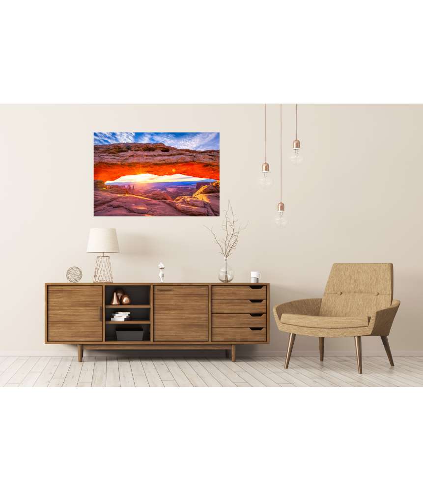 Islandburner Premium Poster Sonnenaufgang durch Mesa Arch im Canyonlands Nationalpark, USA Super Sparpreis