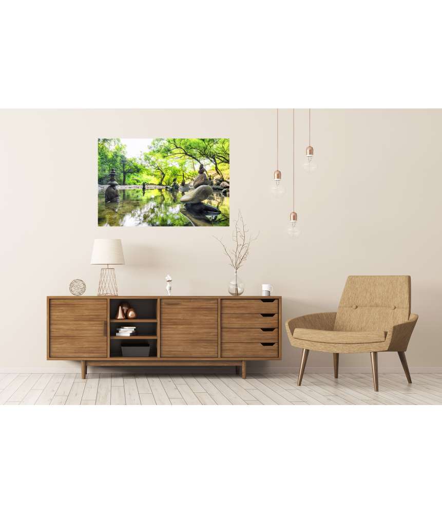 Islandburner Premium Poster Zen-Meditationslandschaft: Spirituelle Natur, Umweltbalance und Steinruhe Kostenlose Rückgabe