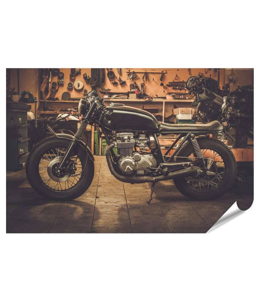 Islandburner Premium Poster Wandbild im Vintage-Stil mit Fat Boy Cafe Racer Motorrad Zeitbegrenzte Promotion