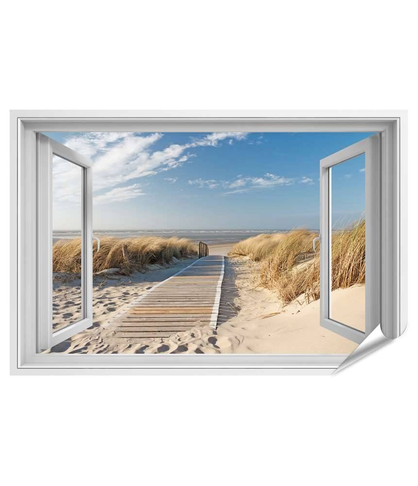 Islandburner Premium Poster Blick aus dem Fenster auf den Weg zum Strand von Langeoog Bis zu 60% Rabatt