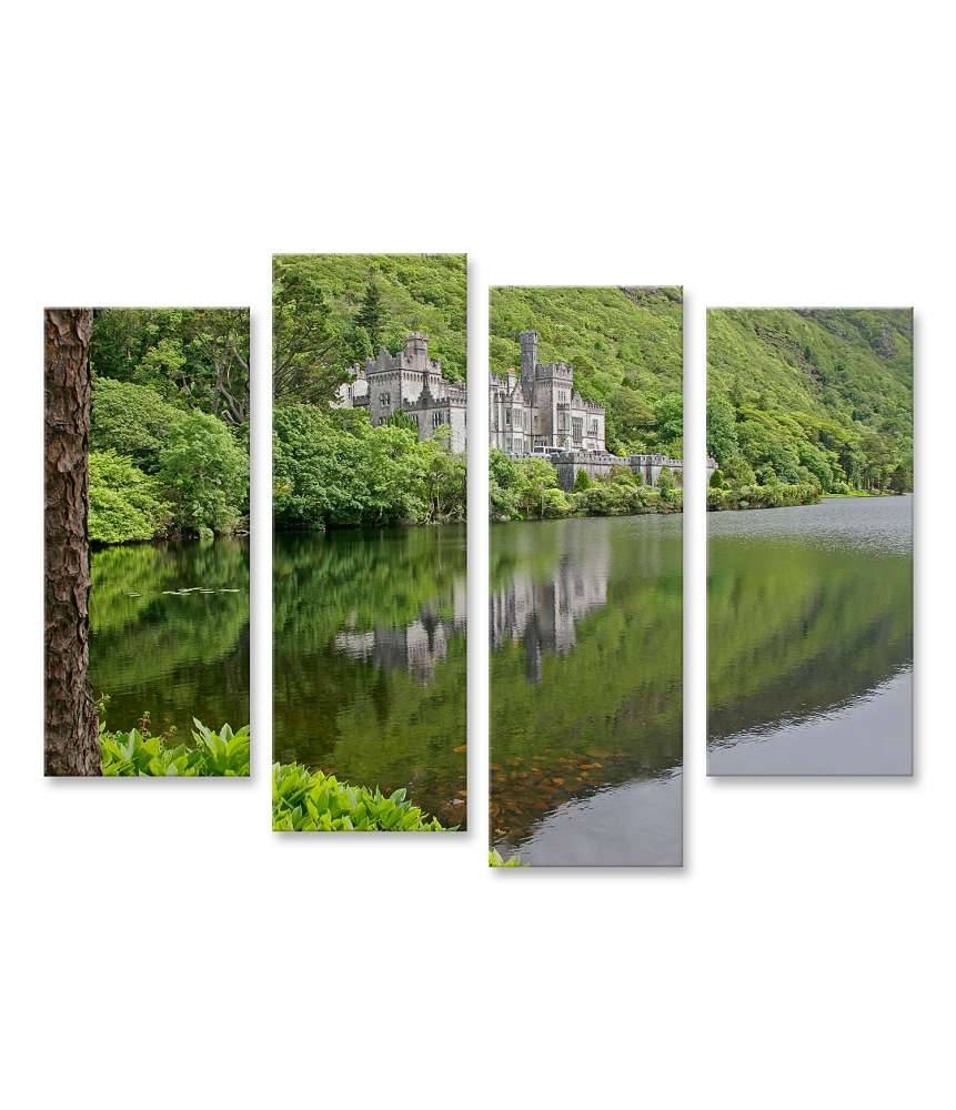 Islandburner Bild auf Leinwand Atemberaubendes Wandbild der historischen Kylemore Abbey in Galway, Irland Super Rabatt