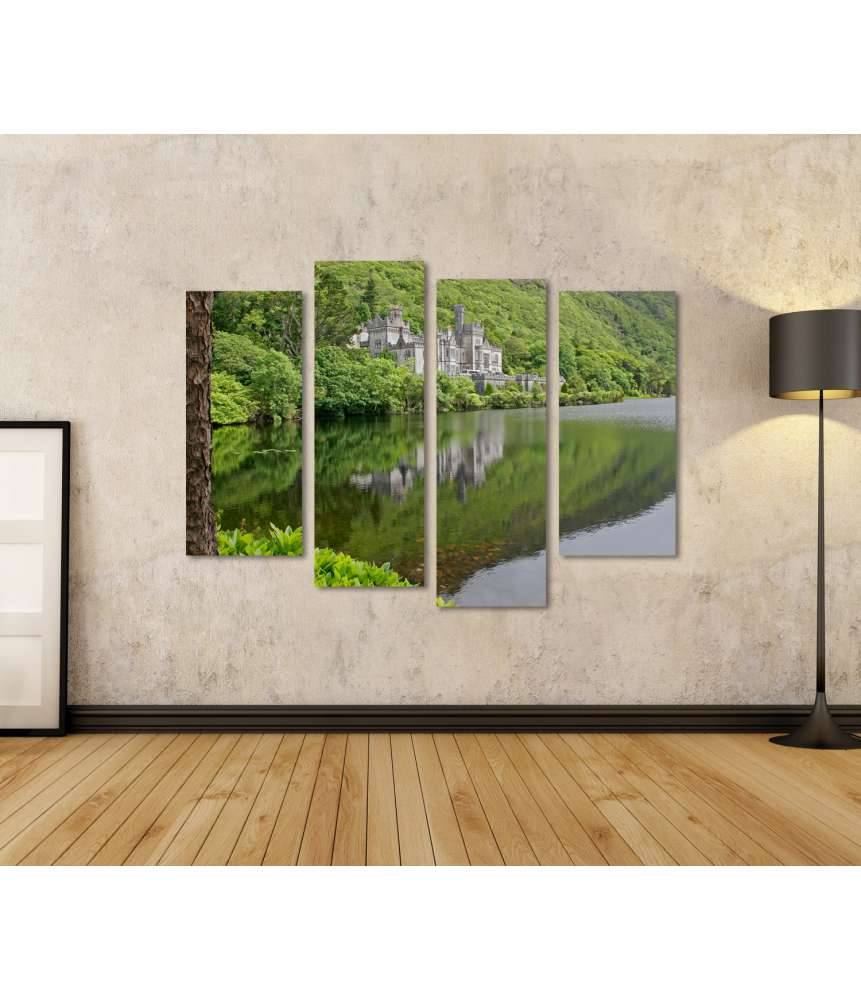 Islandburner Bild auf Leinwand Atemberaubendes Wandbild der historischen Kylemore Abbey in Galway, Irland Super Rabatt