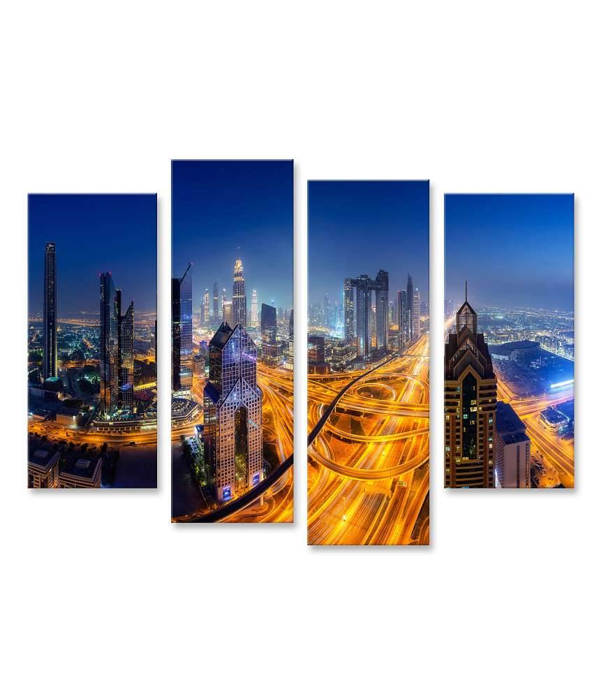 Islandburner Bild auf Leinwand Nächtlicher Panoramablick auf die Skyline von Dubai Begrenzt auf 3 Tage