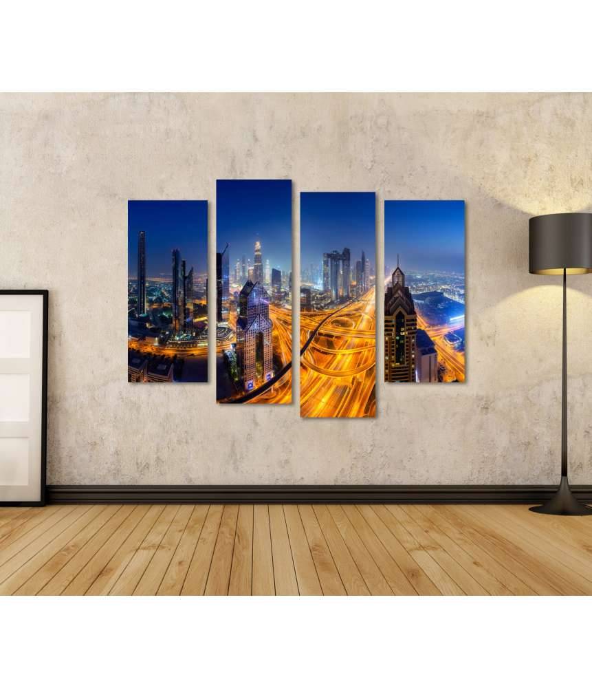 Islandburner Bild auf Leinwand Nächtlicher Panoramablick auf die Skyline von Dubai Begrenzt auf 3 Tage