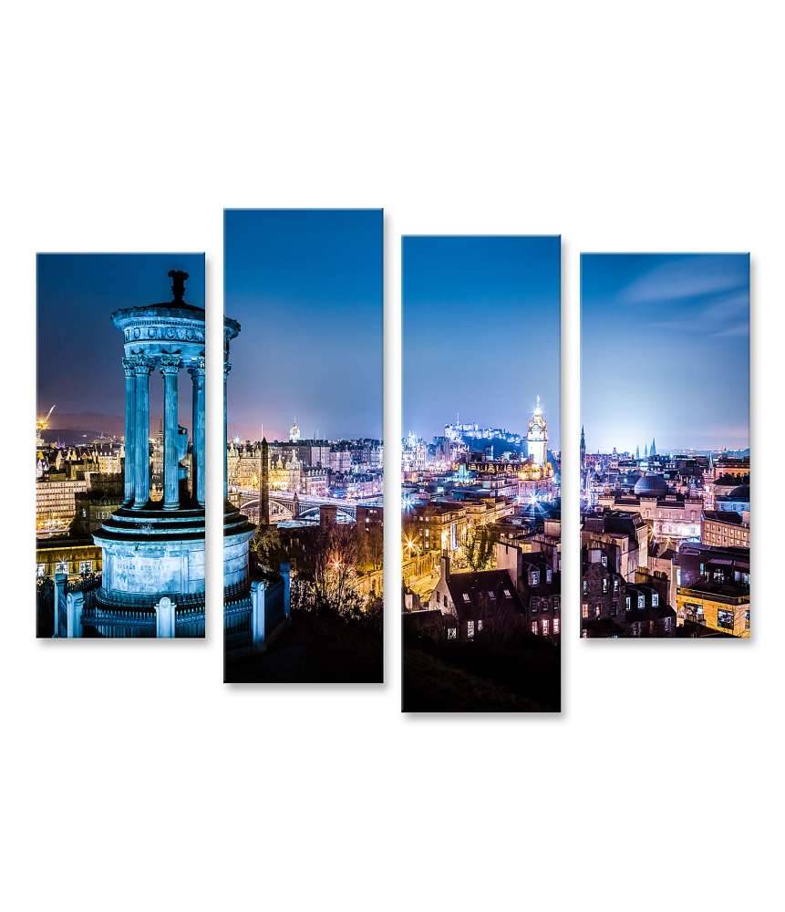 Islandburner Bild auf Leinwand Nächtliche Panoramaansicht von Edinburgh, Schottland, vom Calton Hill Im Verkauf