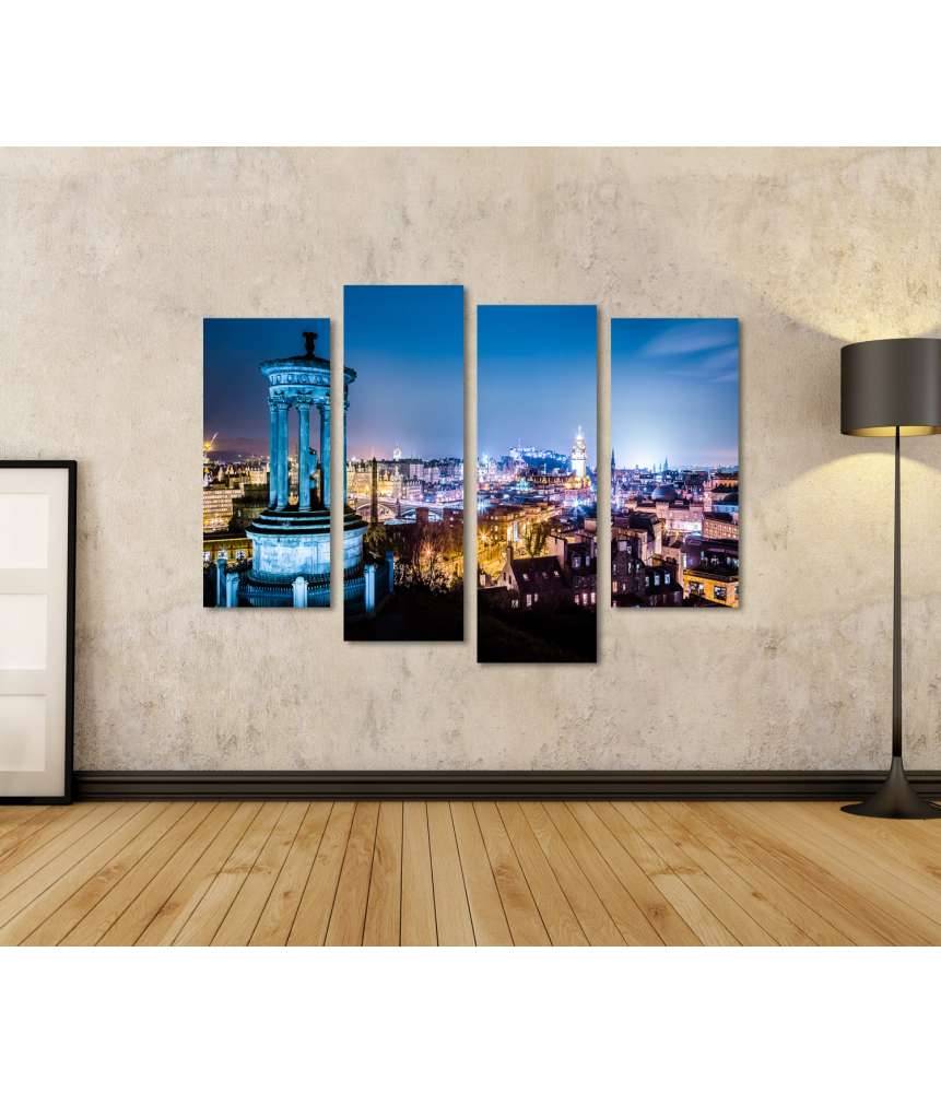 Islandburner Bild auf Leinwand Nächtliche Panoramaansicht von Edinburgh, Schottland, vom Calton Hill Im Verkauf