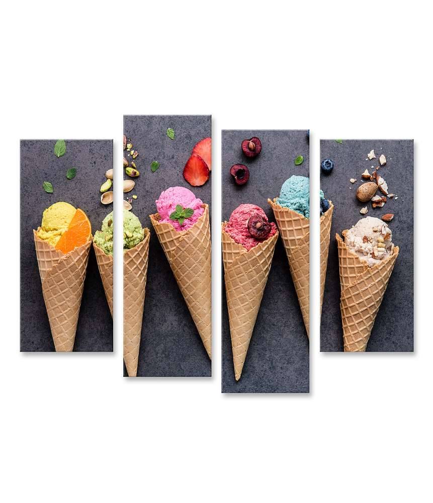 Islandburner Bild auf Leinwand Farbenfrohes Wandbild einer Eisdiele mit Heidelbeer- und Erdbeer-Eiscreme 2025