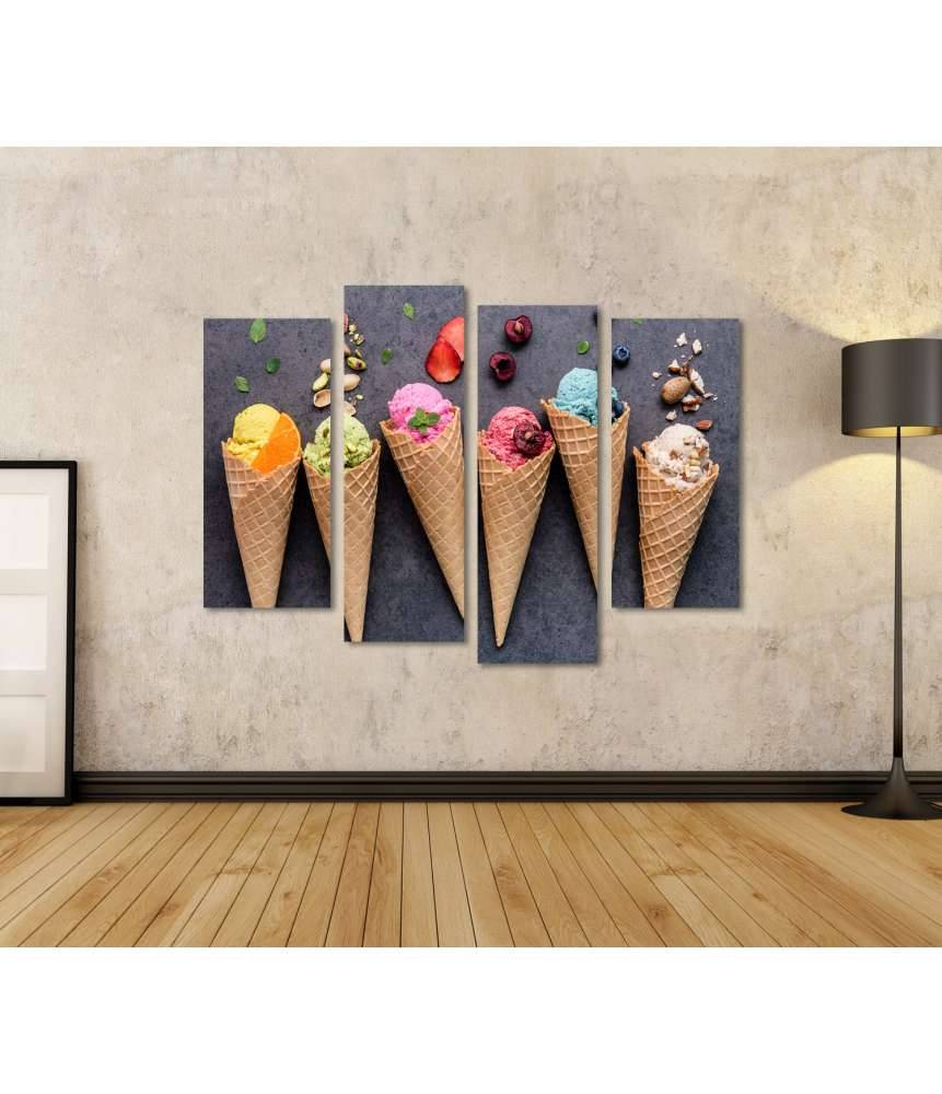 Islandburner Bild auf Leinwand Farbenfrohes Wandbild einer Eisdiele mit Heidelbeer- und Erdbeer-Eiscreme 2025