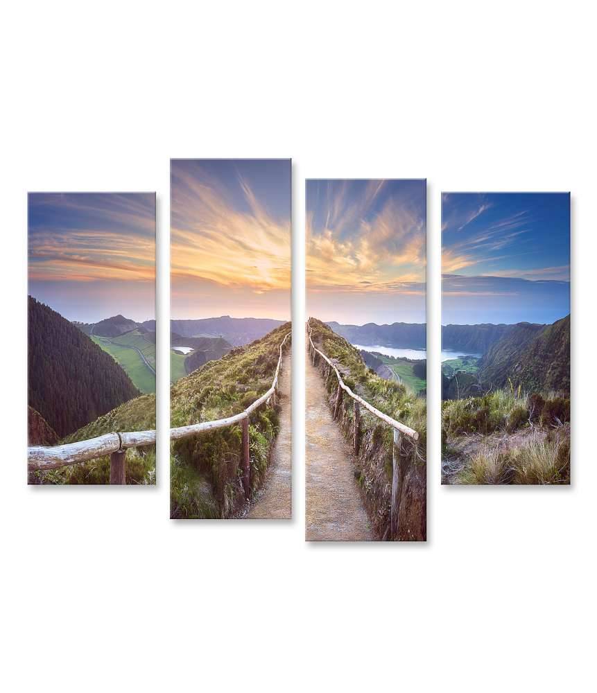 Islandburner Bild auf Leinwand Atemberaubende Ansicht eines Wanderweges in der Berglandschaft von Ponta Delgada, Azoren Outlet