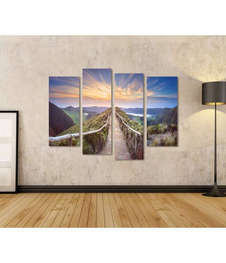 Islandburner Bild auf Leinwand Atemberaubende Ansicht eines Wanderweges in der Berglandschaft von Ponta Delgada, Azoren Outlet