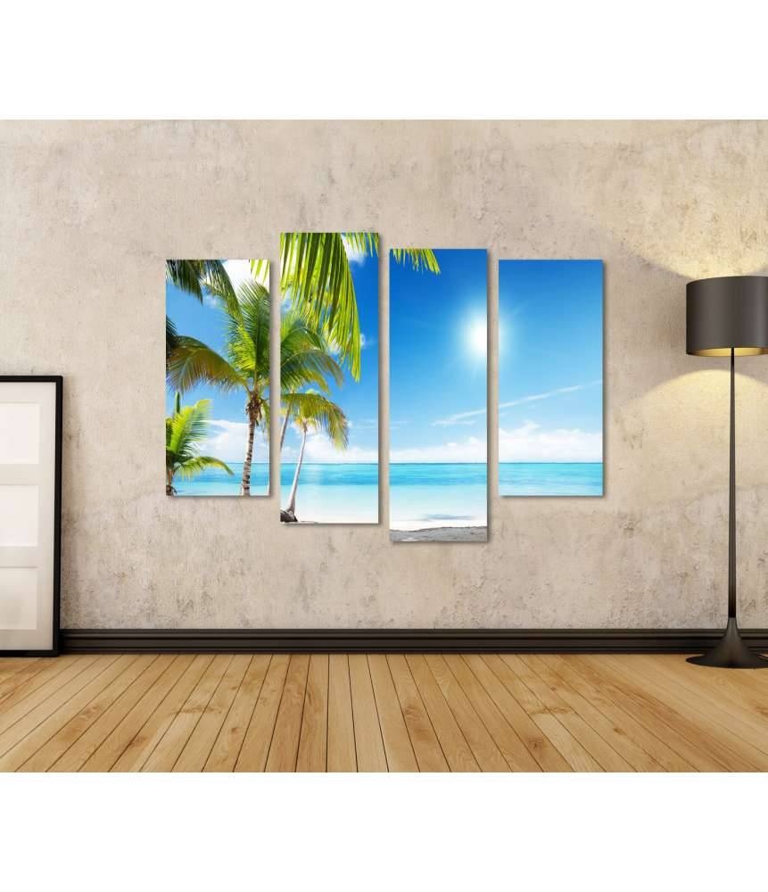 Islandburner Bild auf Leinwand Karibischer Strand mit Palmen am azurblauen Meer Hotsell