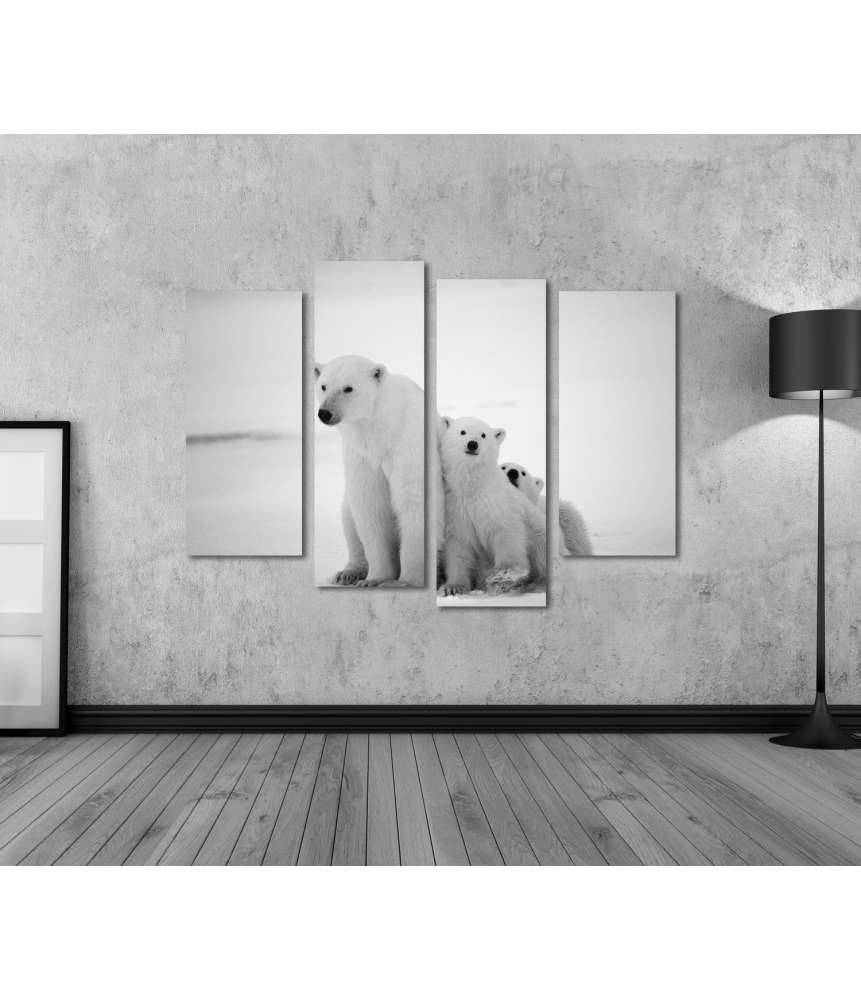Islandburner Bild auf Leinwand Eisbär-Mutter mit Jungen in der eisigen Arktis - Polarbär Wandbild im Angebot