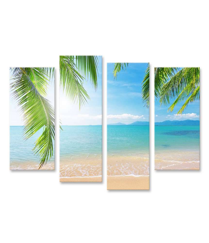 Islandburner Bild auf Leinwand Urlaubsfeeling mit Palmen und tropischem Strand Wandbild Schlussverkauf