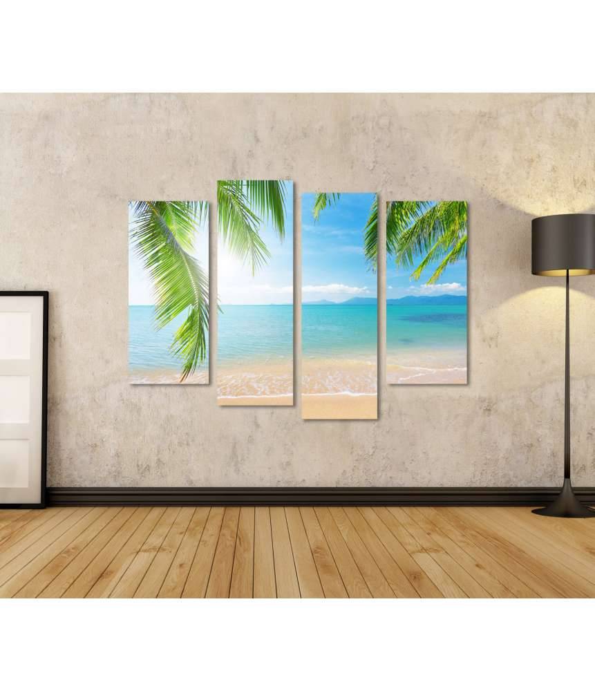 Islandburner Bild auf Leinwand Urlaubsfeeling mit Palmen und tropischem Strand Wandbild Schlussverkauf
