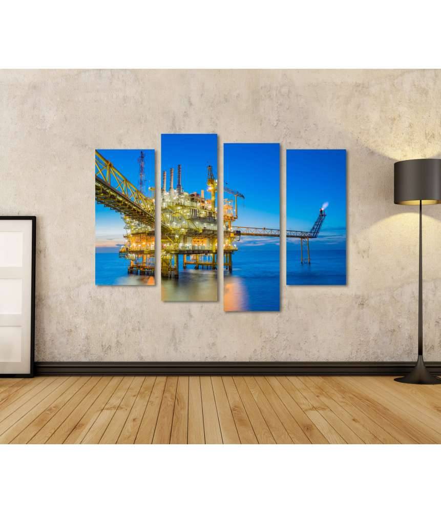 Islandburner Bild auf Leinwand Ölbohrplattform inmitten des weiten Meeres auf Wandbild dargestellt Günstiger Verkauf