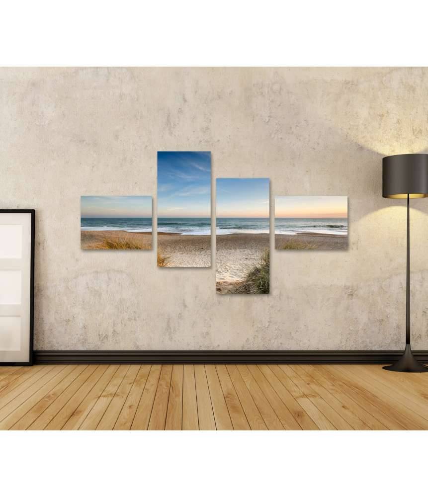 Islandburner Bild auf Leinwand Dünen, Sandstrand, Meer und Inseln an der Nordsee auf dem Wandbild Versandkostenfrei