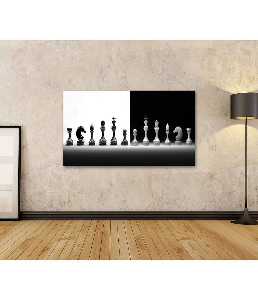 Islandburner Bild auf Leinwand Komplettes Wandbild-Set mit Schachmotiv Exklusivangebot