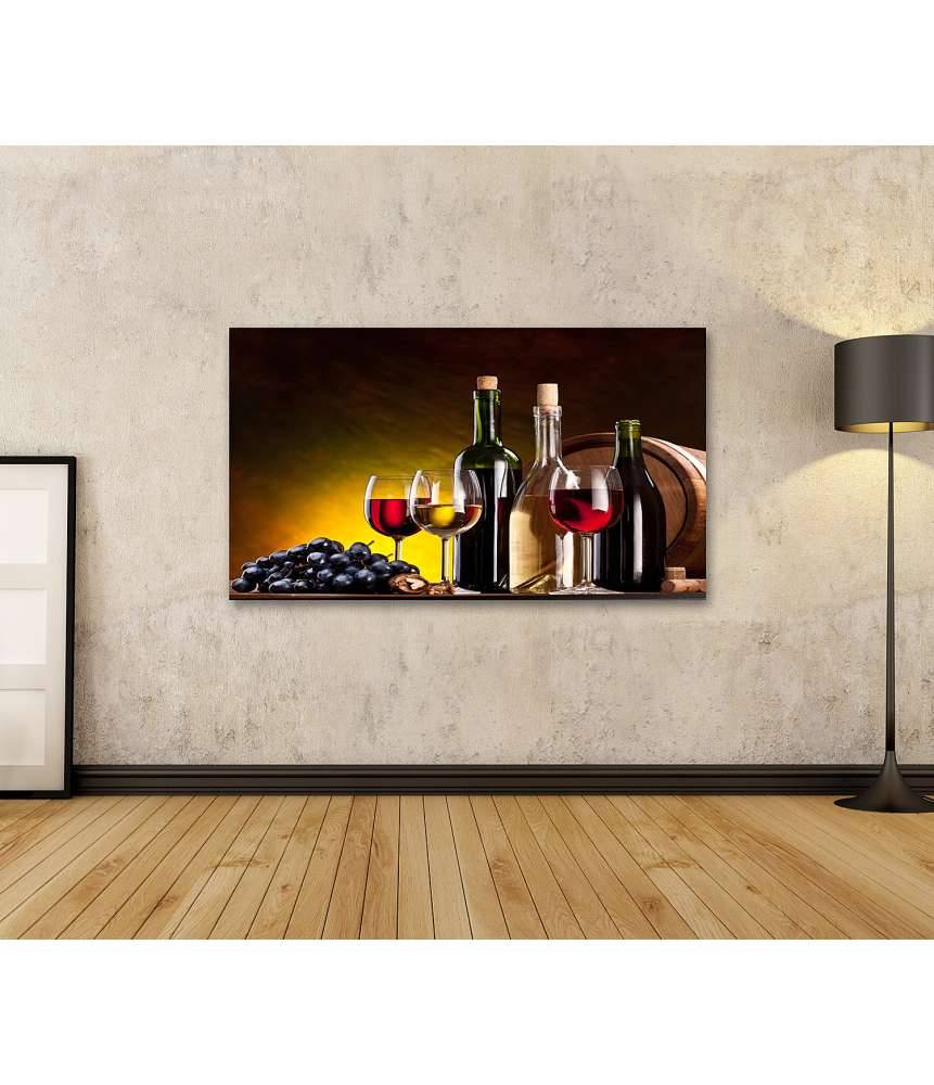 Islandburner Bild auf Leinwand Stillleben mit kunstvoll arrangierten Weinflaschen Preisnachlass