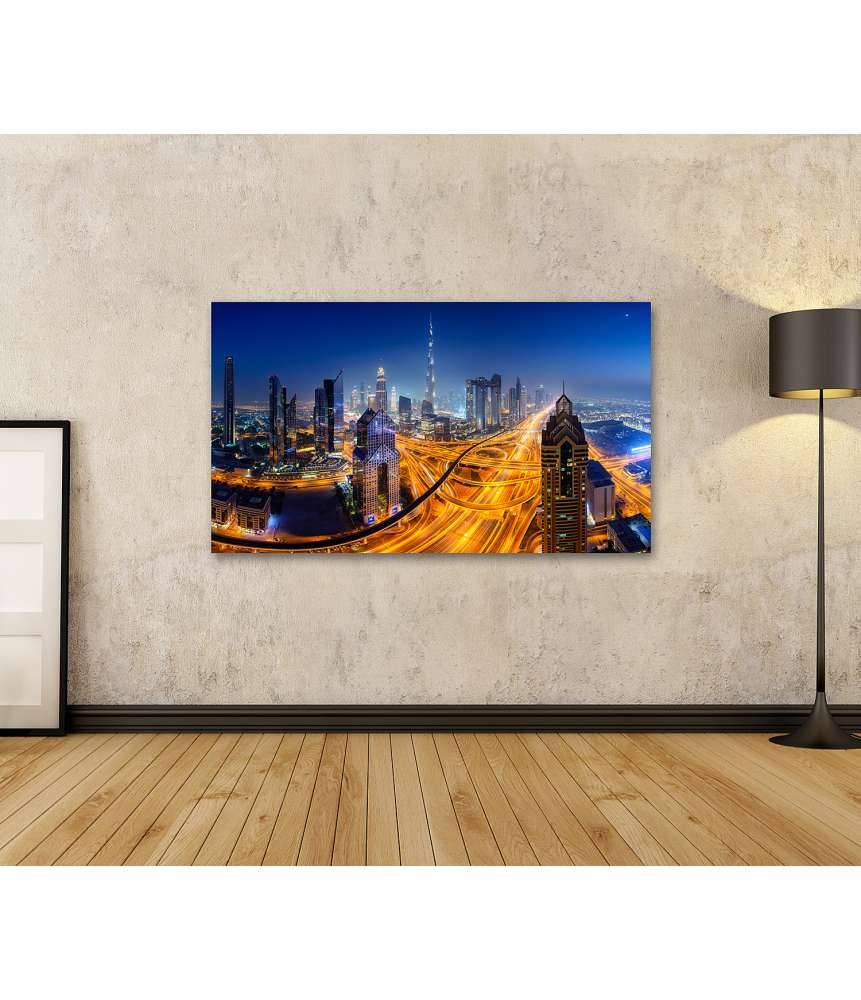 Islandburner Bild auf Leinwand Nächtlicher Panoramablick auf die Skyline von Dubai Cyber Monday