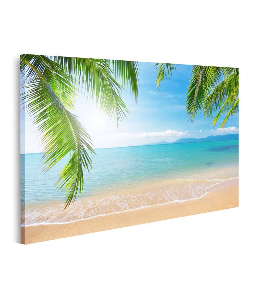 Islandburner Bild auf Leinwand Urlaubsfeeling mit Palmen und tropischem Strand Wandbild Große Rabatte