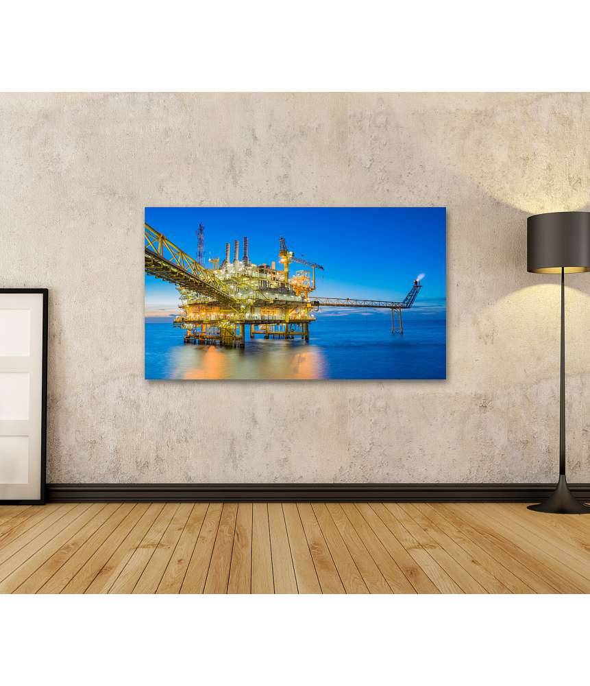 Islandburner Bild auf Leinwand Ölbohrplattform inmitten des weiten Meeres auf Wandbild dargestellt Neuheiten