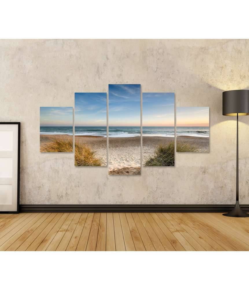 Islandburner Bild auf Leinwand Dünen, Sandstrand, Meer und Inseln an der Nordsee auf dem Wandbild Räumungsverkauf
