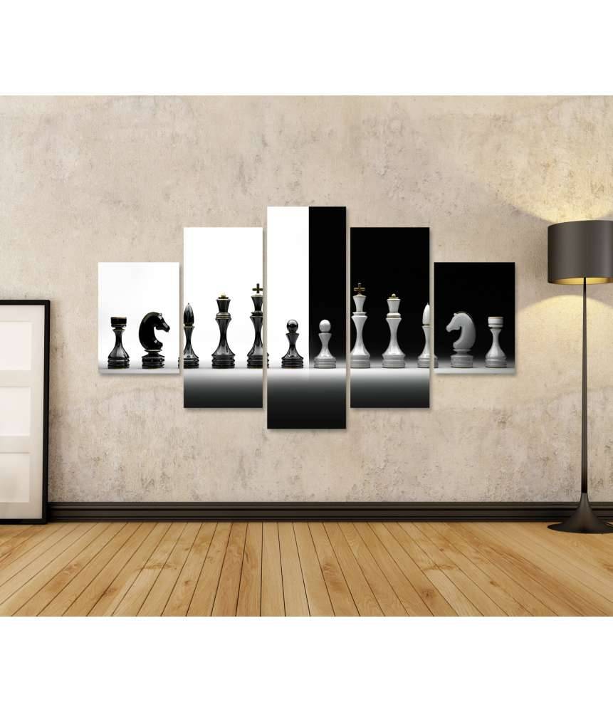 Islandburner Bild auf Leinwand Komplettes Wandbild-Set mit Schachmotiv Sonderangebote