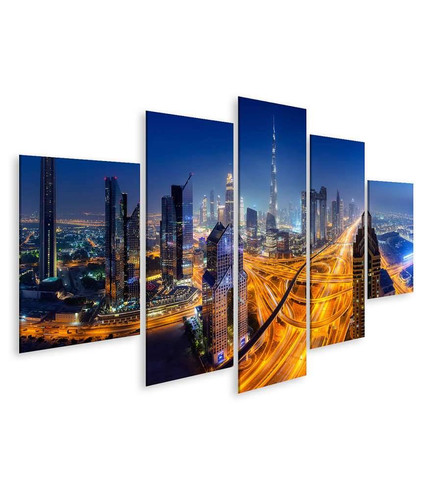 Islandburner Bild auf Leinwand Nächtlicher Panoramablick auf die Skyline von Dubai Super Sparpreis