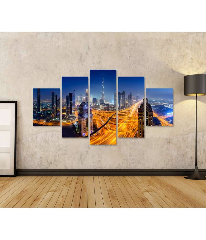 Islandburner Bild auf Leinwand Nächtlicher Panoramablick auf die Skyline von Dubai Super Sparpreis