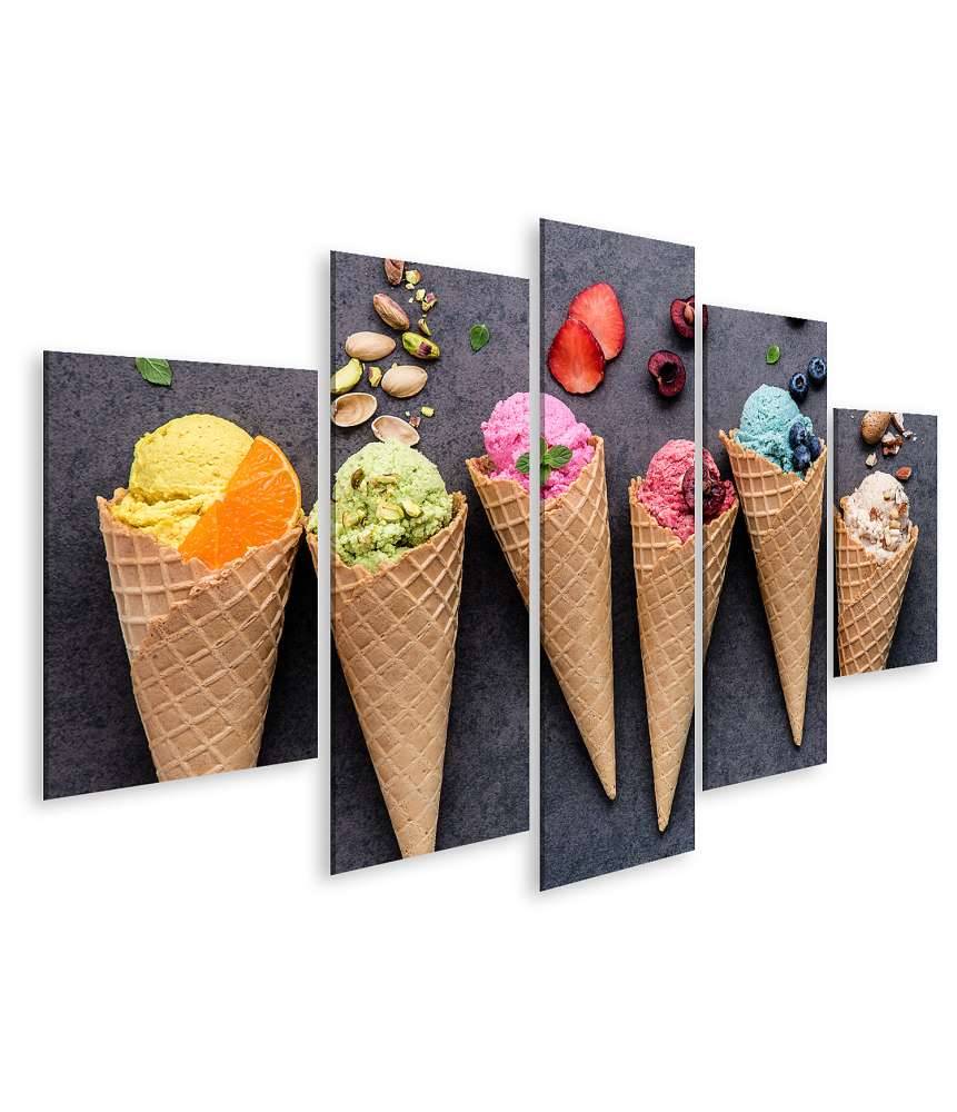 Islandburner Bild auf Leinwand Farbenfrohes Wandbild einer Eisdiele mit Heidelbeer- und Erdbeer-Eiscreme Letzte 2 Tage