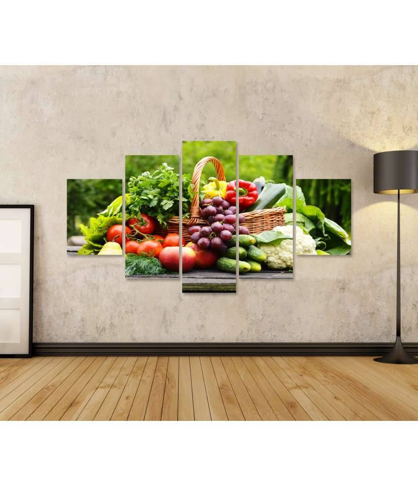 Islandburner Bild auf Leinwand Bio-Gemüse im Weidenkorb: Lebendiges Küchenwandbild Bis zu 50% Rabatt