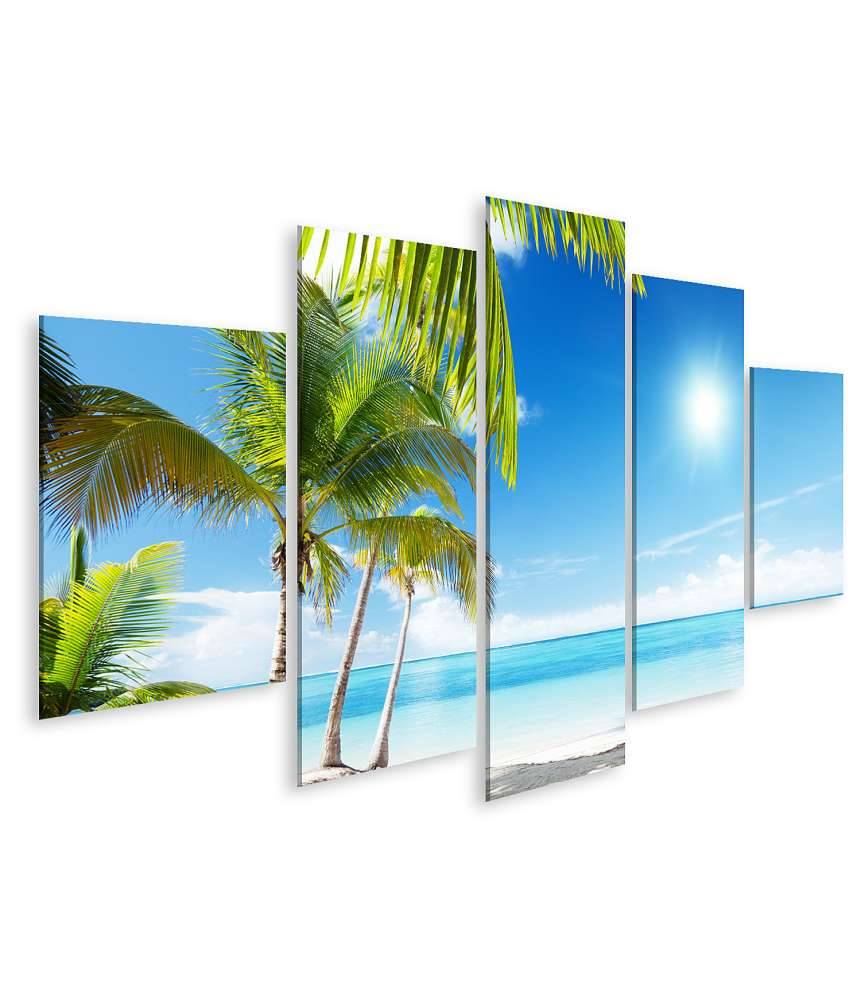Islandburner Bild auf Leinwand Karibischer Strand mit Palmen am azurblauen Meer Nur für heute