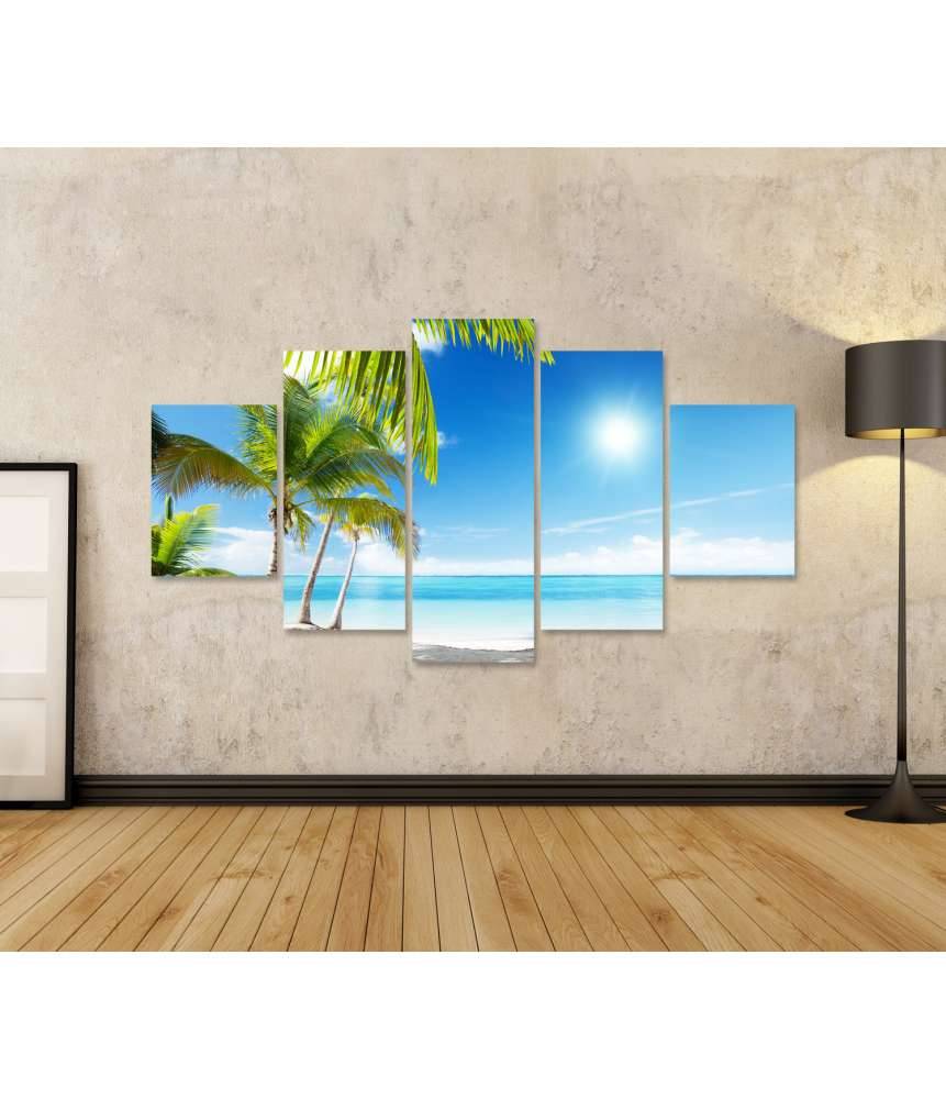 Islandburner Bild auf Leinwand Karibischer Strand mit Palmen am azurblauen Meer Nur für heute