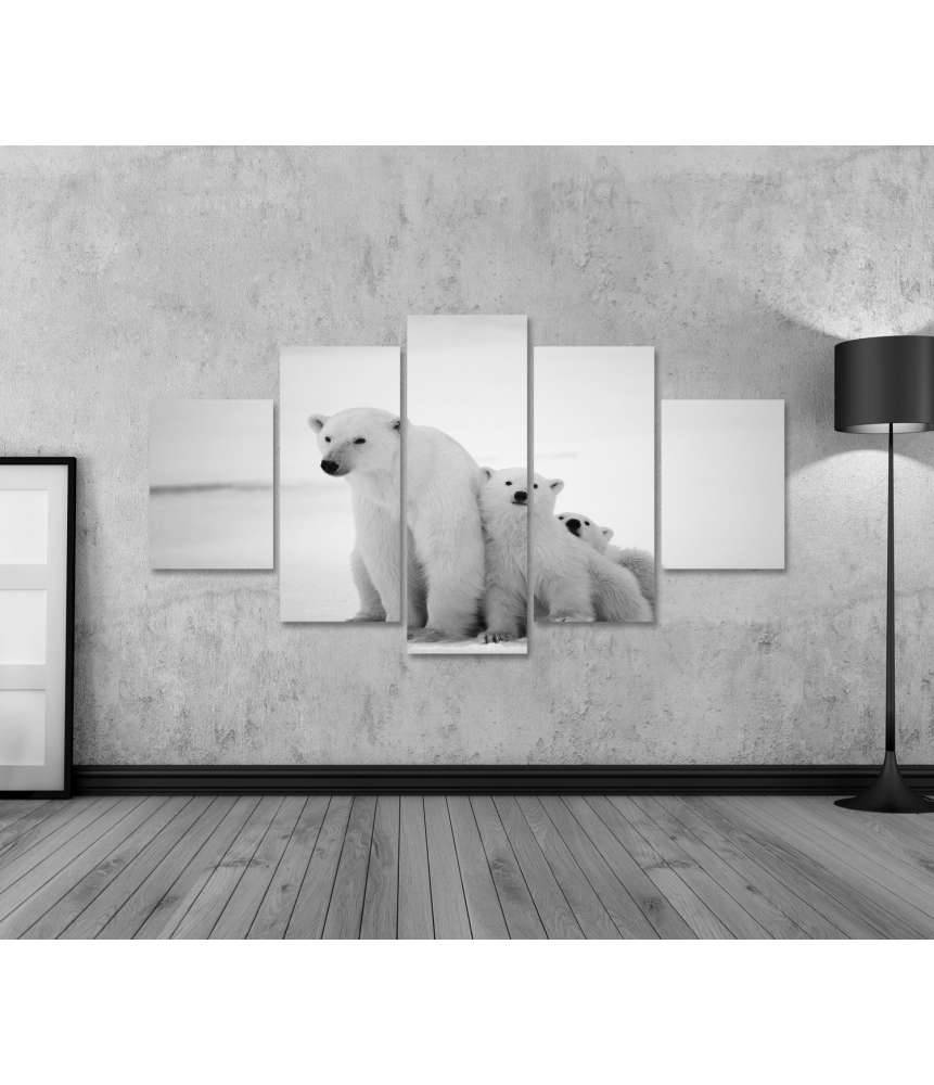 Islandburner Bild auf Leinwand Eisbär-Mutter mit Jungen in der eisigen Arktis - Polarbär Wandbild Sonderangebot der Fabrik