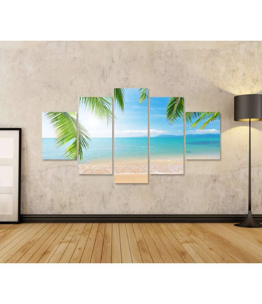 Islandburner Bild auf Leinwand Urlaubsfeeling mit Palmen und tropischem Strand Wandbild Vierteljährliche Förderung