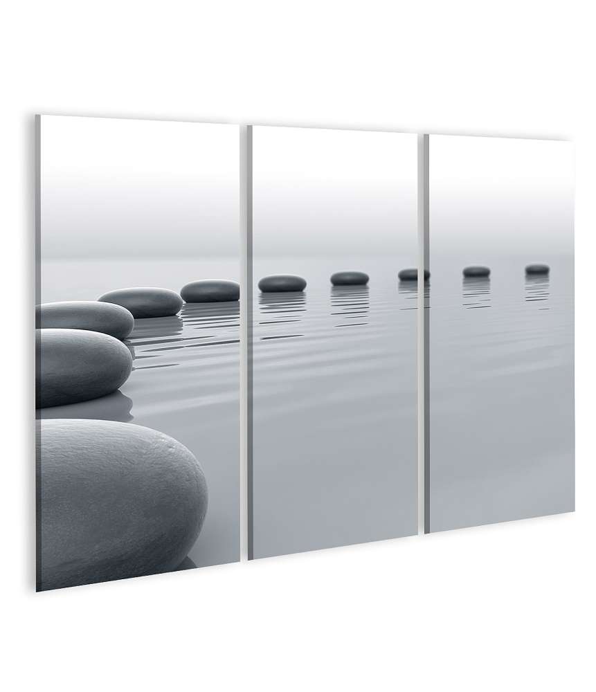 Islandburner Bild auf Leinwand Zen-Steine formen einen meditativen Kreis im Wasser - Spa-Wandbild 2025