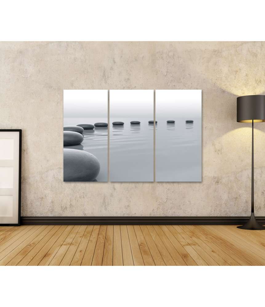 Islandburner Bild auf Leinwand Zen-Steine formen einen meditativen Kreis im Wasser - Spa-Wandbild 2025