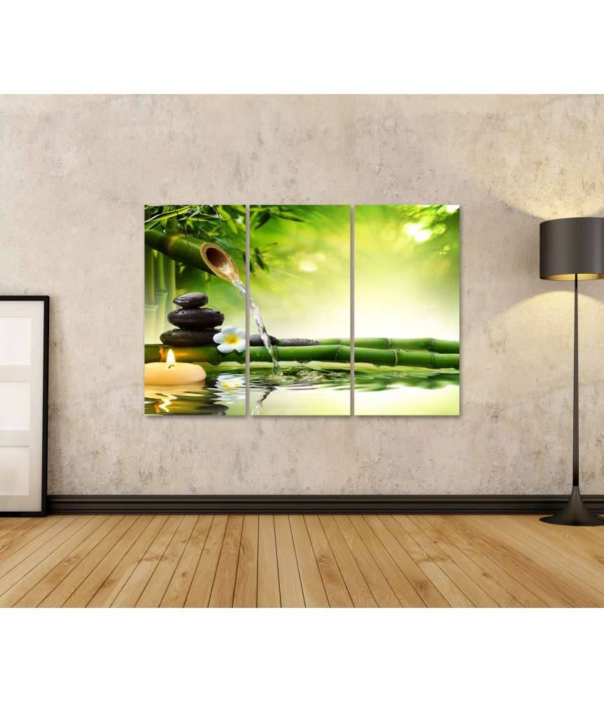 Islandburner Bild auf Leinwand Zen-Garten mit fließendem Wasser und harmonisch arrangierten Spa-Steinen Outlet