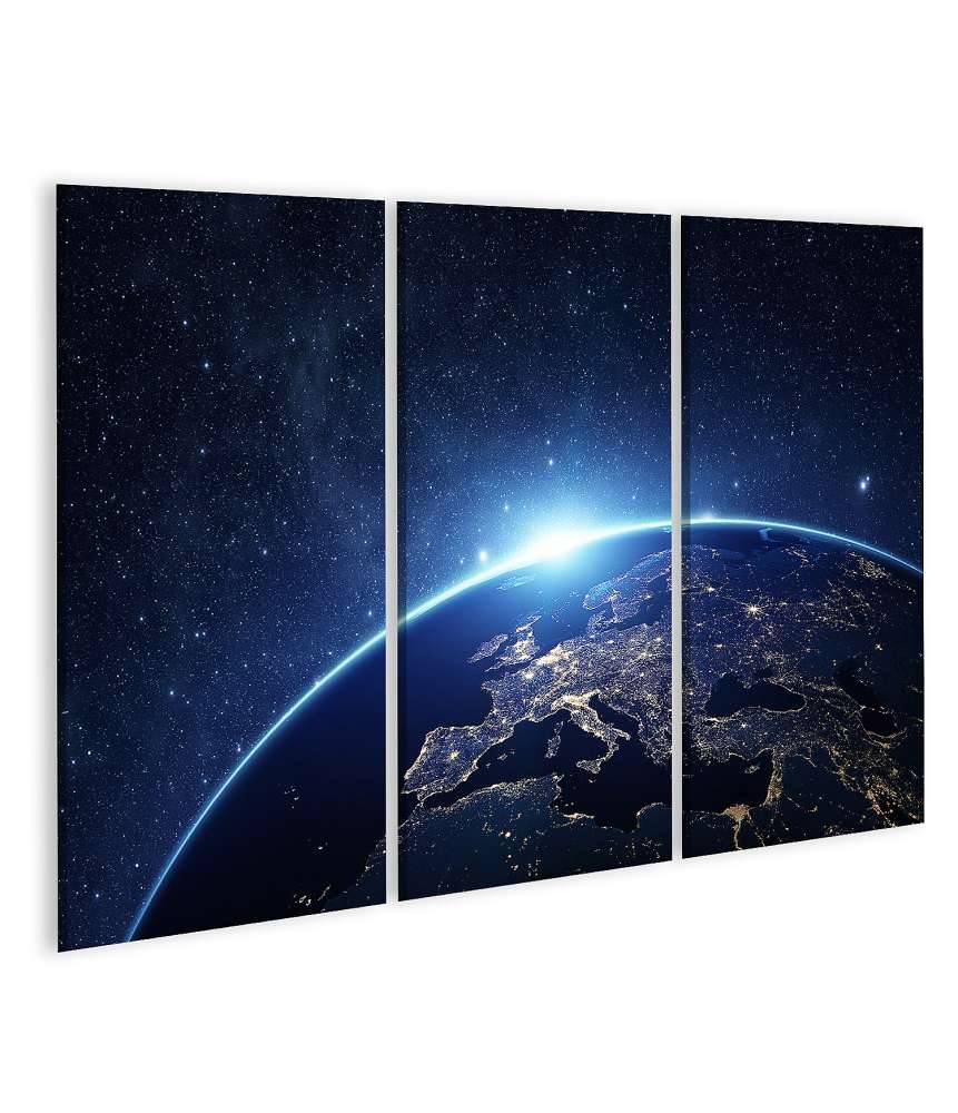 Islandburner Bild auf Leinwand Nächtliche Ansicht der Erde vom Weltraum aus auf dem Wandbild Verkauf