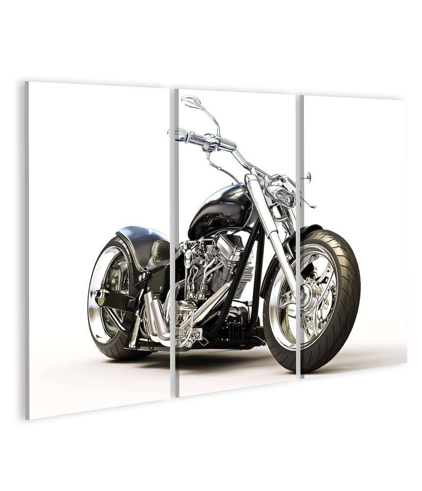 Islandburner Bild auf Leinwand Chopper-Motorrad auf reinweißem Hintergrund als Wandbild Blitzverkäufe