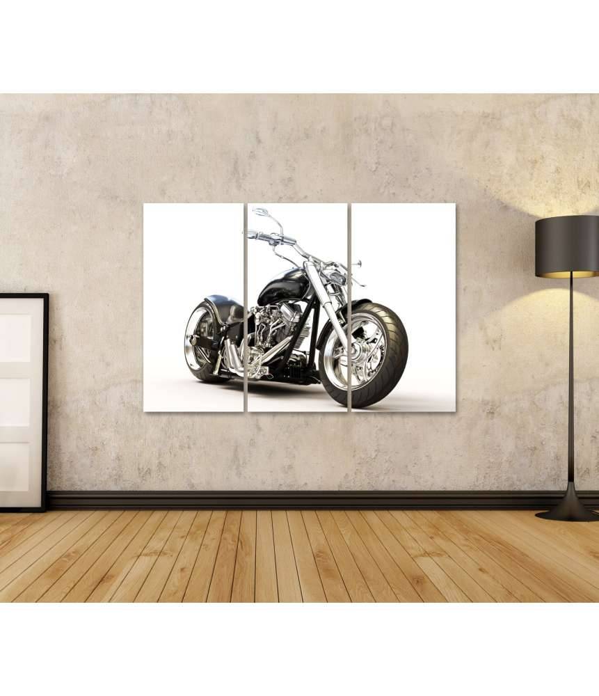 Islandburner Bild auf Leinwand Chopper-Motorrad auf reinweißem Hintergrund als Wandbild Blitzverkäufe
