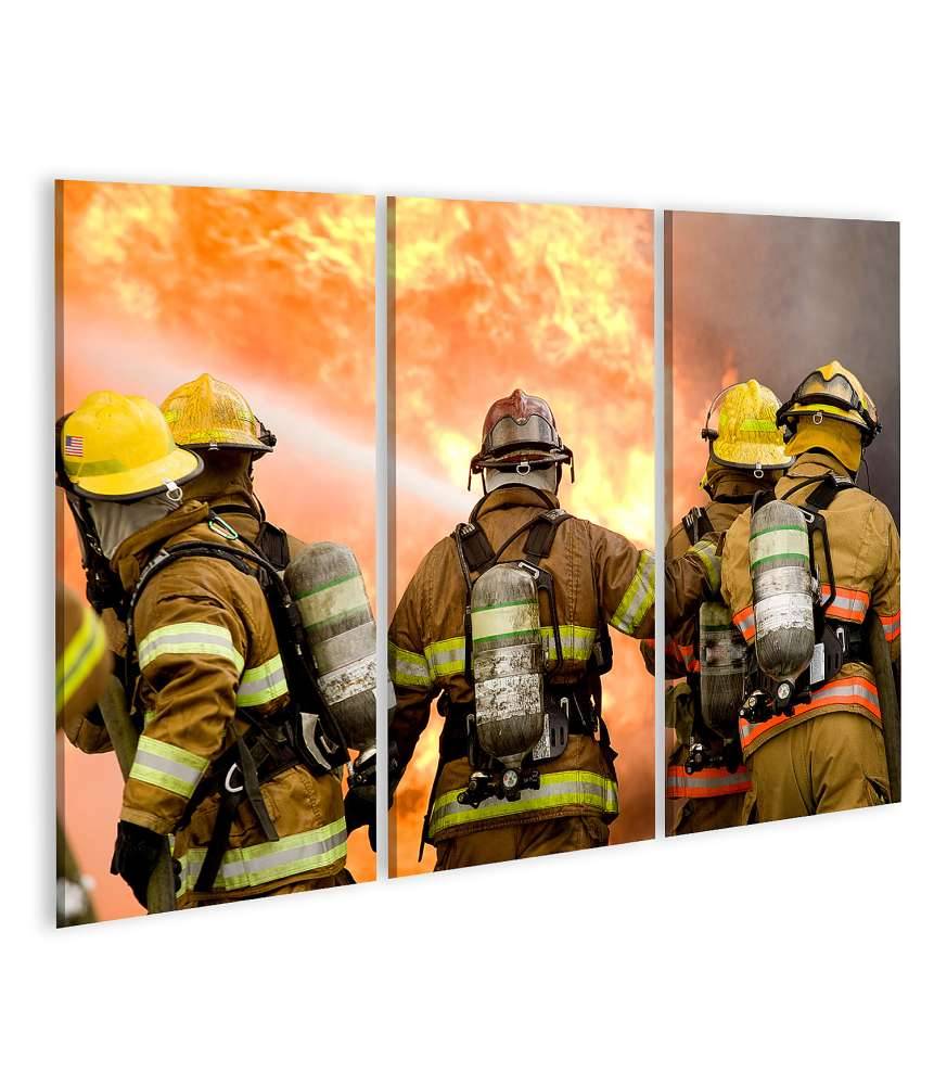 Islandburner Bild auf Leinwand Dynamisches Wandbild von Feuerwehrleuten in Aktion Limitierter Zeitrabatt
