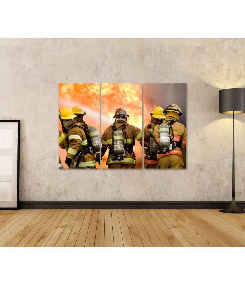 Islandburner Bild auf Leinwand Dynamisches Wandbild von Feuerwehrleuten in Aktion Limitierter Zeitrabatt