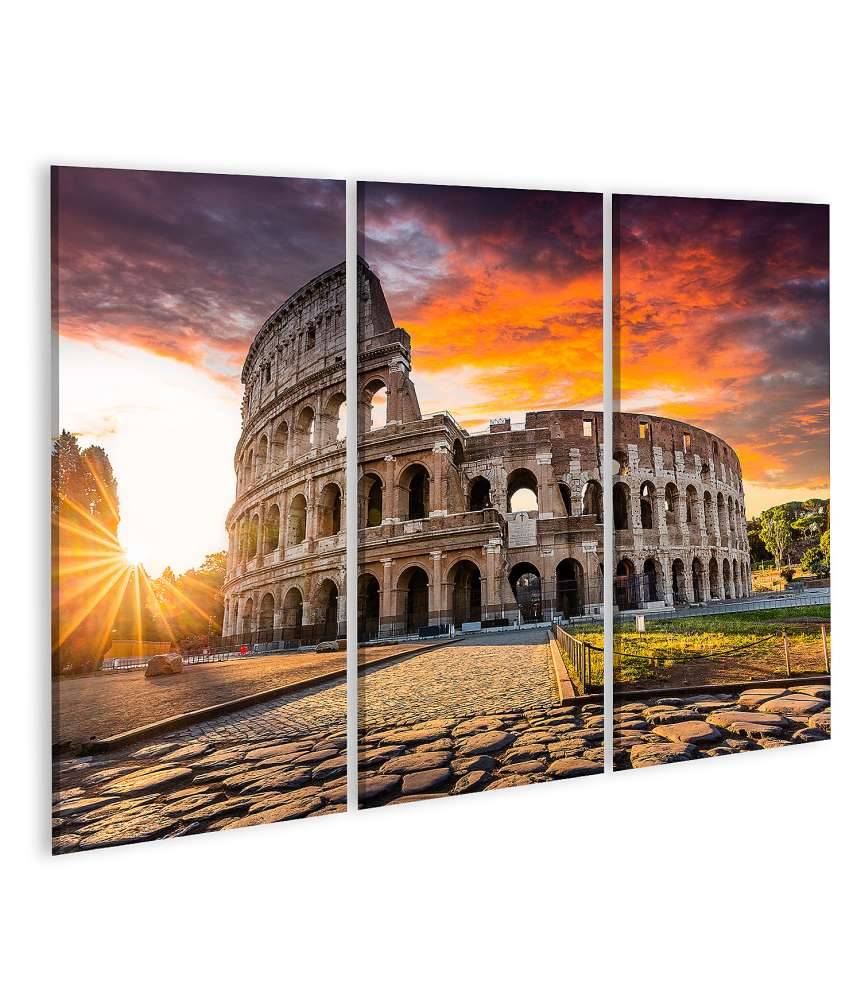 Islandburner Bild auf Leinwand Sonnenaufgang über dem Kolosseum in Rom, Italien - Sommerurlaubszene Rabatt