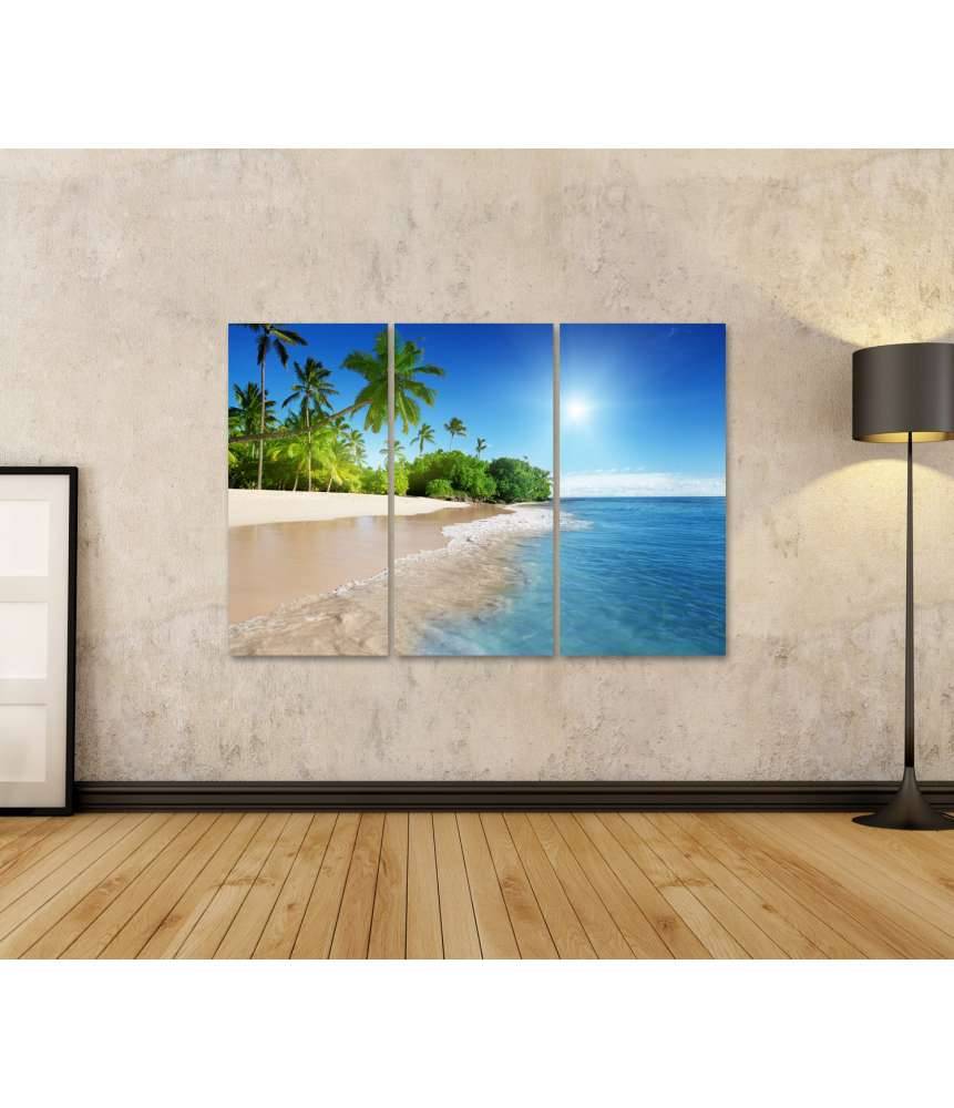 Islandburner Bild auf Leinwand Tropische Karibikinsel mit azurblauem Meer und üppigen Palmen Versandkostenfrei
