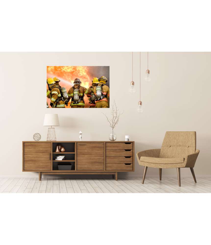 Islandburner XXL Premium Poster Dynamisches Wandbild von Feuerwehrleuten in Aktion Exklusivangebot
