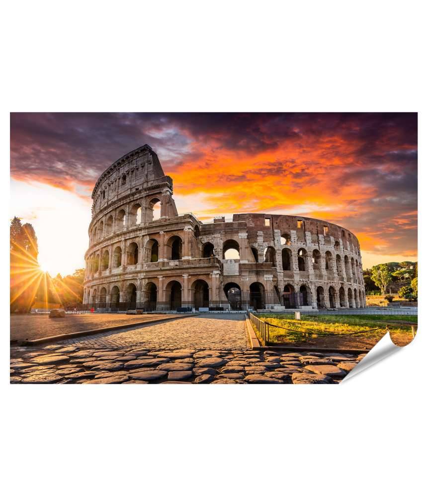 Islandburner XXL Premium Poster Sonnenaufgang über dem Kolosseum in Rom, Italien - Sommerurlaubszene Weihnachtsangebot