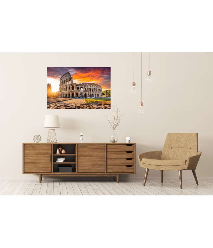 Islandburner XXL Premium Poster Sonnenaufgang über dem Kolosseum in Rom, Italien - Sommerurlaubszene Weihnachtsangebot
